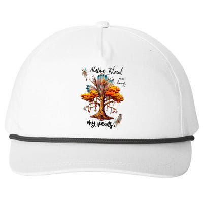 Native Blood Runs Through My Veins Snapback Five-Panel Rope Hat