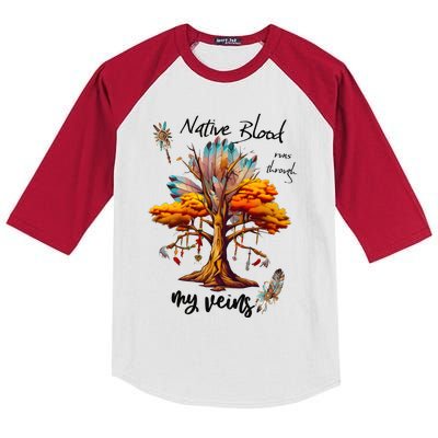 Native Blood Runs Through My Veins Kids Colorblock Raglan Jersey