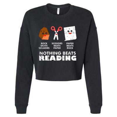 Nothing Beats Reading Book Librarian Across America Cropped Pullover Crew