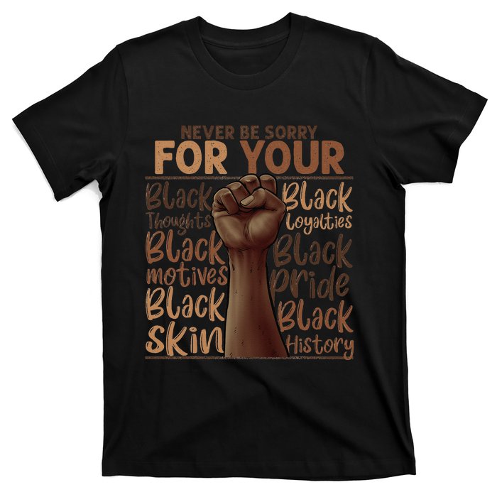 Never Be Sorry For Being Black History Juneteenth Gifts T-Shirt