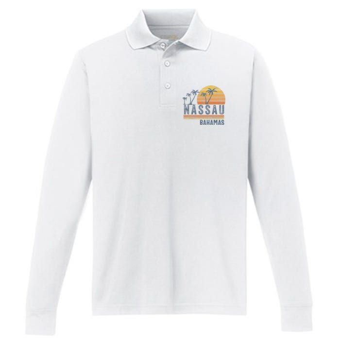 Nassau Bahamas Souvenir Vacation Travel Reminder Performance Long Sleeve Polo