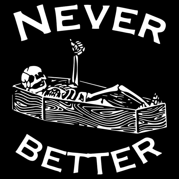 Never Better Skeleton Lazy Halloween Drawstring Bag