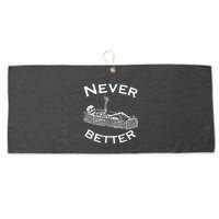 Never Better Skeleton Lazy Halloween Large Microfiber Waffle Golf Towel