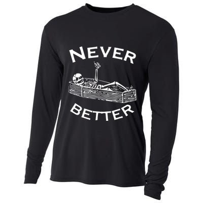 Never Better Skeleton Lazy Halloween Cooling Performance Long Sleeve Crew