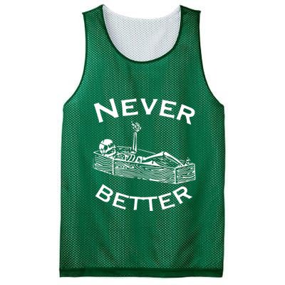 Never Better Skeleton Lazy Halloween Mesh Reversible Basketball Jersey Tank