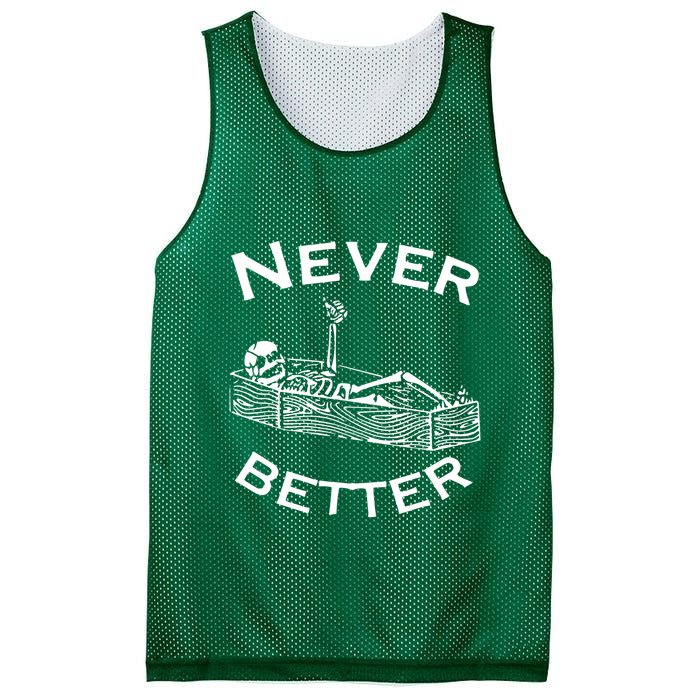 Never Better Skeleton Lazy Halloween Mesh Reversible Basketball Jersey Tank