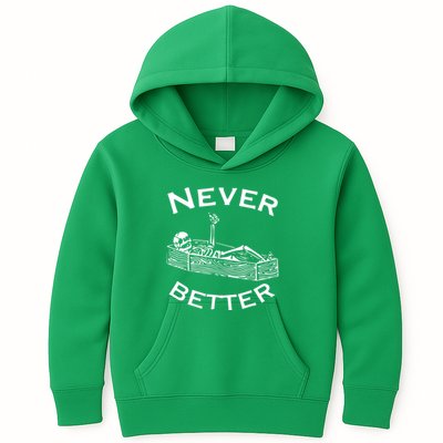Never Better Skeleton Lazy Halloween Kids Hoodie