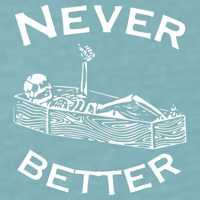 Never Better Skeleton Lazy Halloween Sueded Cloud Jersey T-Shirt