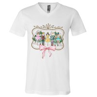 Nutcracker Ballet Sugar Plum Fairy Retro Christmas V-Neck T-Shirt