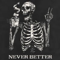 Never Better Skeleton Drinking Coffee Gothic Halloween Adult Drive Performance Visor