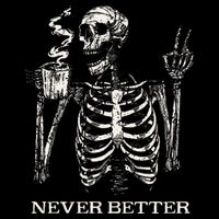Never Better Skeleton Drinking Coffee Gothic Halloween 16 in Basic Backpack