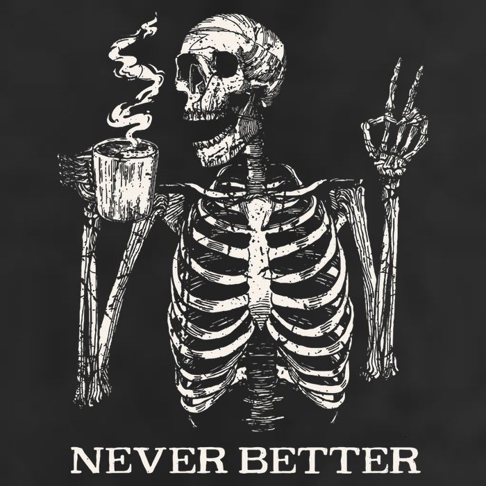 Never Better Skeleton Drinking Coffee Gothic Halloween 25L Jumbo Tote