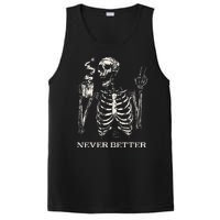 Never Better Skeleton Drinking Coffee Gothic Halloween PosiCharge Competitor Tank