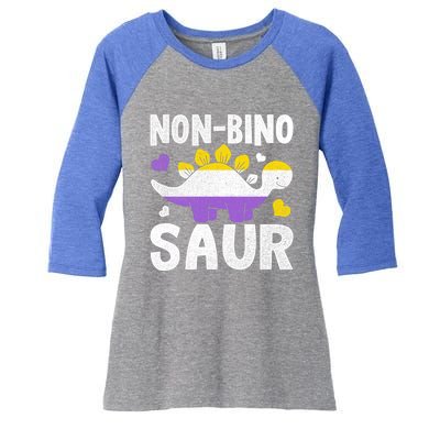 Non Bino Saur Dinosaur Aagender Non Binary Gift Women's Tri-Blend 3/4-Sleeve Raglan Shirt