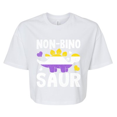 Non Bino Saur Dinosaur Aagender Non Binary Gift Bella+Canvas Jersey Crop Tee