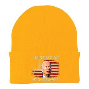 Non Bidenary Shirt I Identify As Non Bidenary Anti Biden American US Flag Knit Cap Winter Beanie