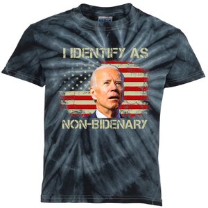 Non Bidenary Shirt I Identify As Non Bidenary Anti Biden American US Flag Kids Tie-Dye T-Shirt