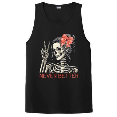 Never Better Skeleton Halloween Skull Mom PosiCharge Competitor Tank