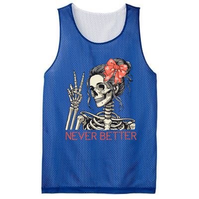 Never Better Skeleton Halloween Skull Mom Mesh Reversible Basketball Jersey Tank