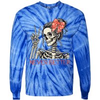 Never Better Skeleton Halloween Skull Mom Tie-Dye Long Sleeve Shirt