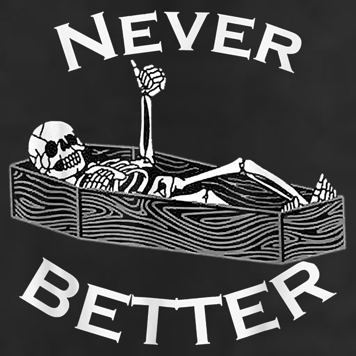 Never Better Skull Skeleton Is In The Coffin Halloween 15oz Campfire Ceramic Mug