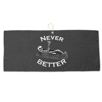 Never Better Skull Skeleton Is In The Coffin Halloween Large Microfiber Waffle Golf Towel
