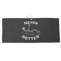 Never Better Skull Skeleton Is In The Coffin Halloween Large Microfiber Waffle Golf Towel