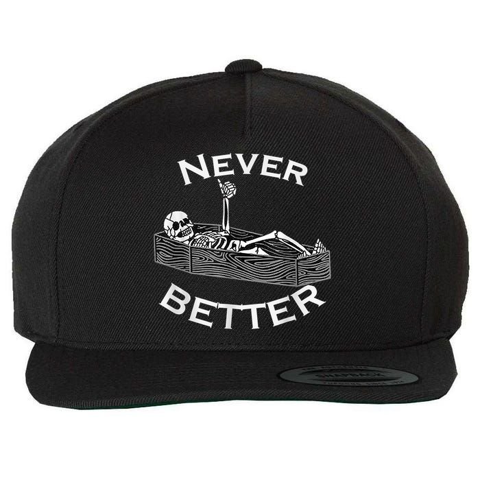 Never Better Skull Skeleton Is In The Coffin Halloween Wool Snapback Cap