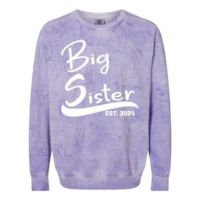 New Big Sister Est 2024 Family Gift Colorblast Crewneck Sweatshirt