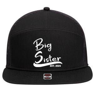 New Big Sister Est 2024 Family Gift 7 Panel Mesh Trucker Snapback Hat