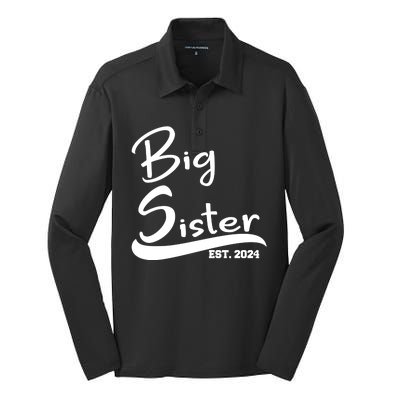 New Big Sister Est 2024 Family Gift Silk Touch Performance Long Sleeve Polo