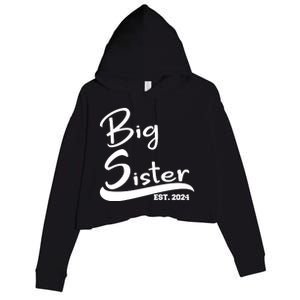 New Big Sister Est 2024 Family Gift Crop Fleece Hoodie