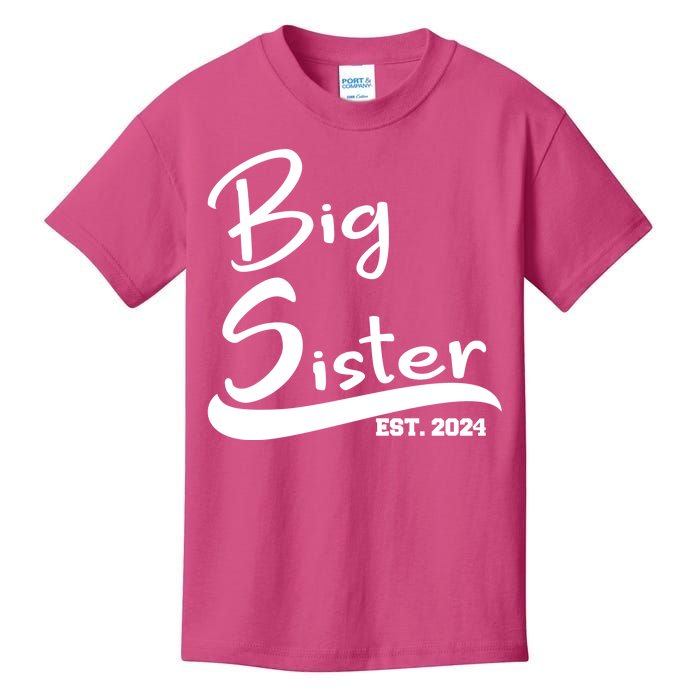 New Big Sister Est 2024 Family Gift Kids T-Shirt