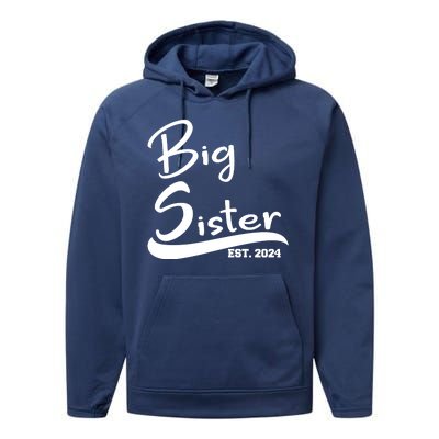 New Big Sister Est 2024 Family Gift Performance Fleece Hoodie