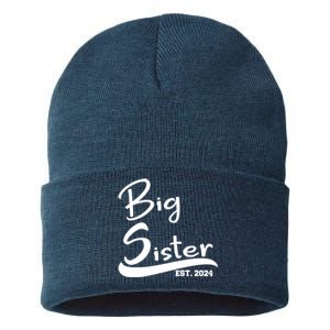 New Big Sister Est 2024 Family Gift Sustainable Knit Beanie