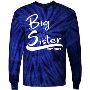 New Big Sister Est 2024 Family Gift Tie-Dye Long Sleeve Shirt