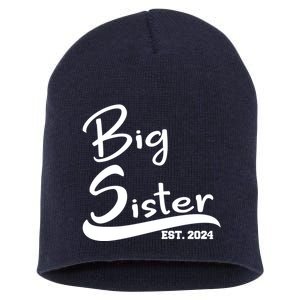 New Big Sister Est 2024 Family Gift Short Acrylic Beanie