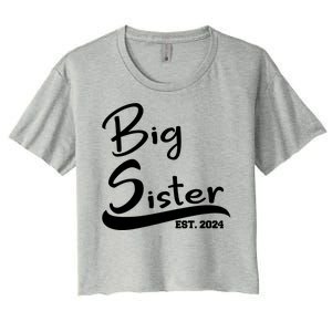 New Big Sister Est 2024 Family Gift Women's Crop Top Tee