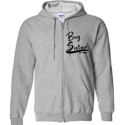 New Big Sister Est 2024 Family Gift Full Zip Hoodie