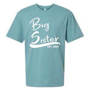 New Big Sister Est 2024 Family Gift Sueded Cloud Jersey T-Shirt