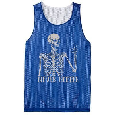 Never Better Skeleton Funny Skull Halloween For Mesh Reversible Basketball Jersey Tank