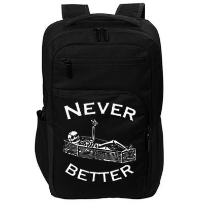 Never Better Skeleton Lazy Halloween Costume Funny Skull Impact Tech Backpack