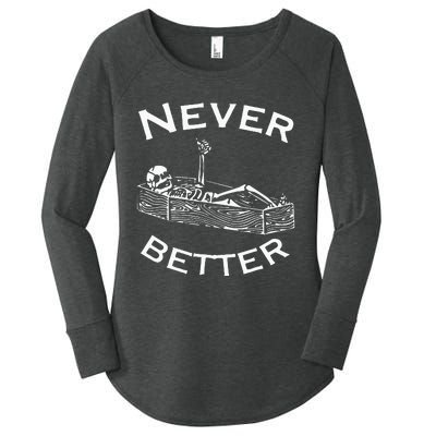 Never Better Skeleton Lazy Halloween Costume Funny Skull Women's Perfect Tri Tunic Long Sleeve Shirt