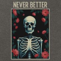 Never Better Skeleton Floral Funny Halloween Cotton Canvas Backpack