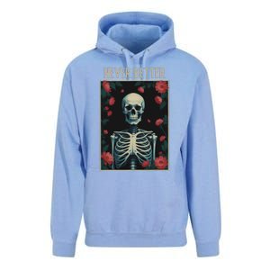 Never Better Skeleton Floral Funny Halloween Unisex Surf Hoodie