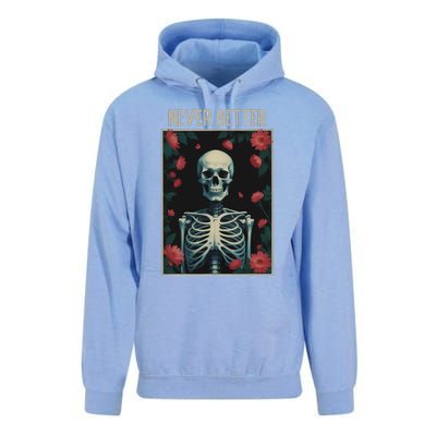 Never Better Skeleton Floral Funny Halloween Unisex Surf Hoodie