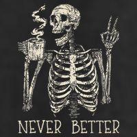 Never Better Skeleton Drinking Coffee Halloween Party Golf Towel