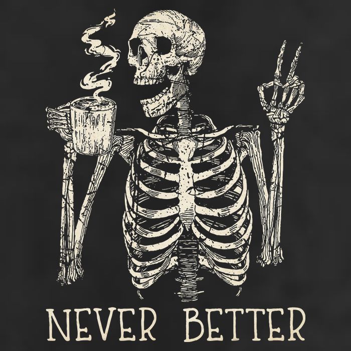 Never Better Skeleton Drinking Coffee Halloween Party Golf Towel