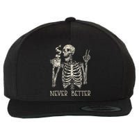 Never Better Skeleton Drinking Coffee Halloween Party Wool Snapback Cap