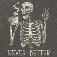 Never Better Skeleton Drinking Coffee Halloween Party Cotton Canvas Backpack
